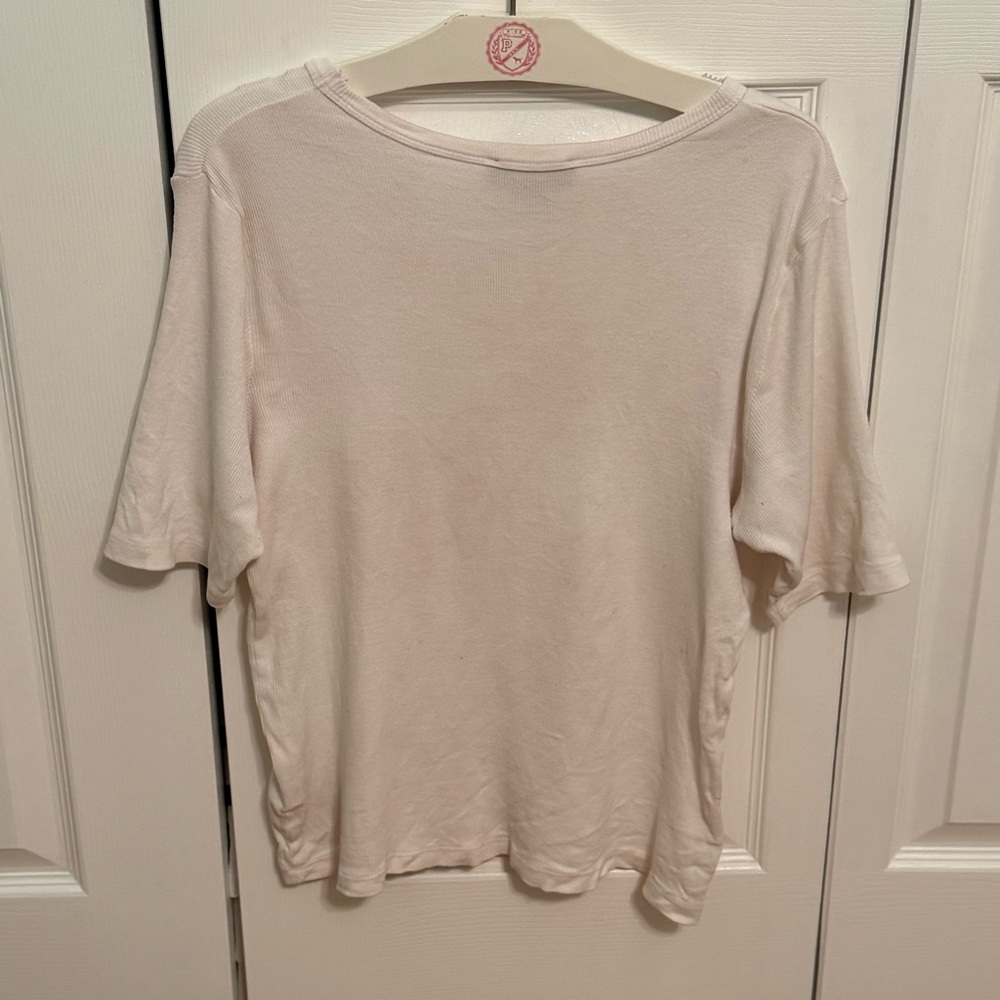 AYR Ribbed Crew Neck Tee in White - Picture 3 of 4